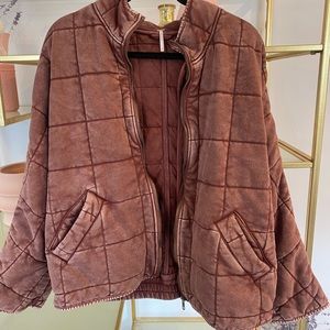 **FREE PEOPLE DOLMAN QUILTED KNIT JACKET** **COLOR: CHERRY COLA**